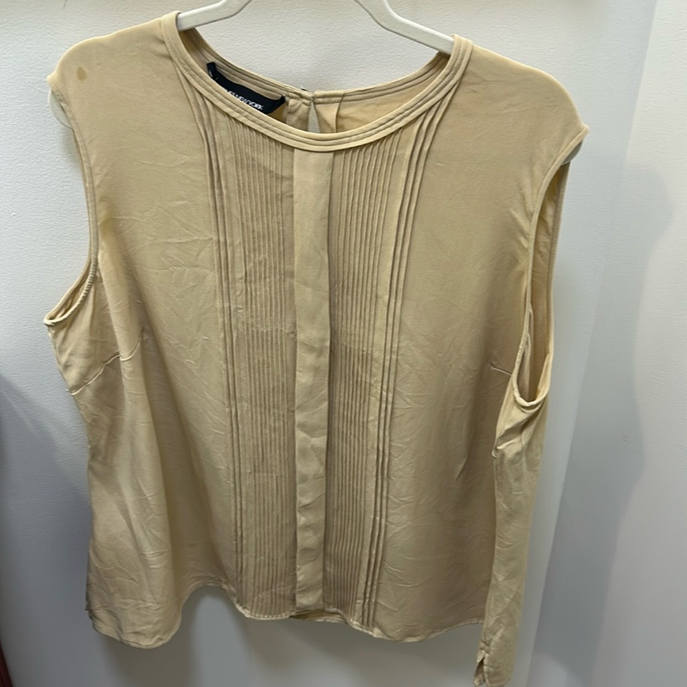 100% silk pleated sleeveless blouse, thick silk, sz 24w